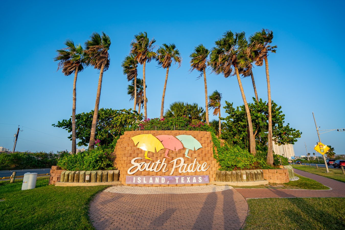 South Padre Island welcome sign near sunset, one of the most instagrammable places on south padre island