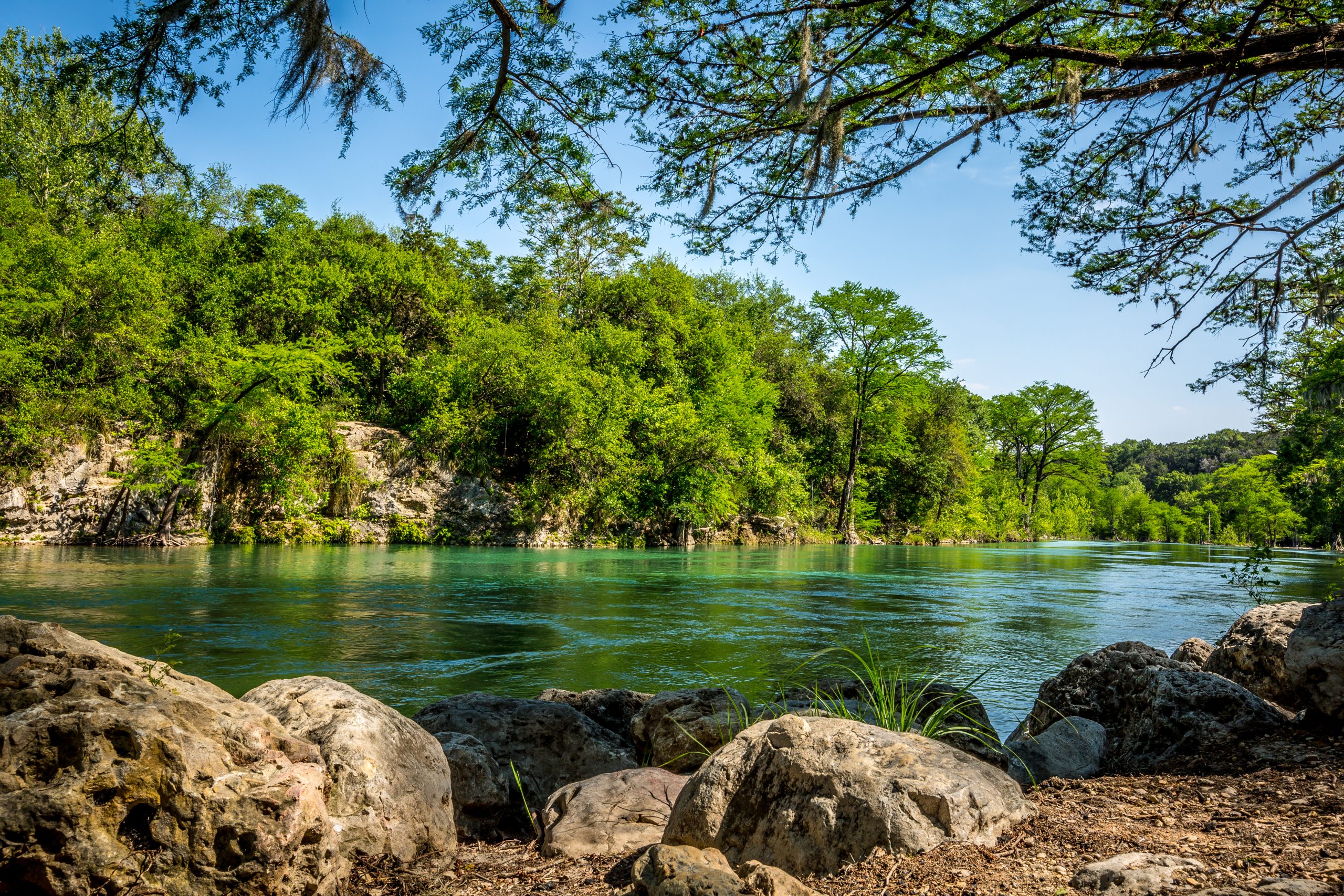 Guadalupe River in New Braunfels, one of the best stops when driving from Austin to San Antonio Texas