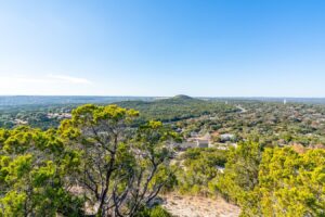 view of texas hill country from above at old baldy wimberley prayer mountain