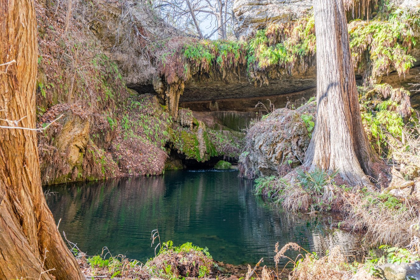 waterfall of westcave preserve, an amazing stop on a texas hill country road trip itinerary