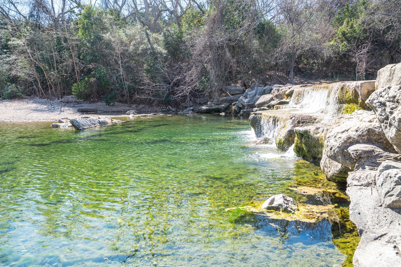 bench falls in barton creek greenbelt austin swim spot, one of the best waterfalls in austin texas