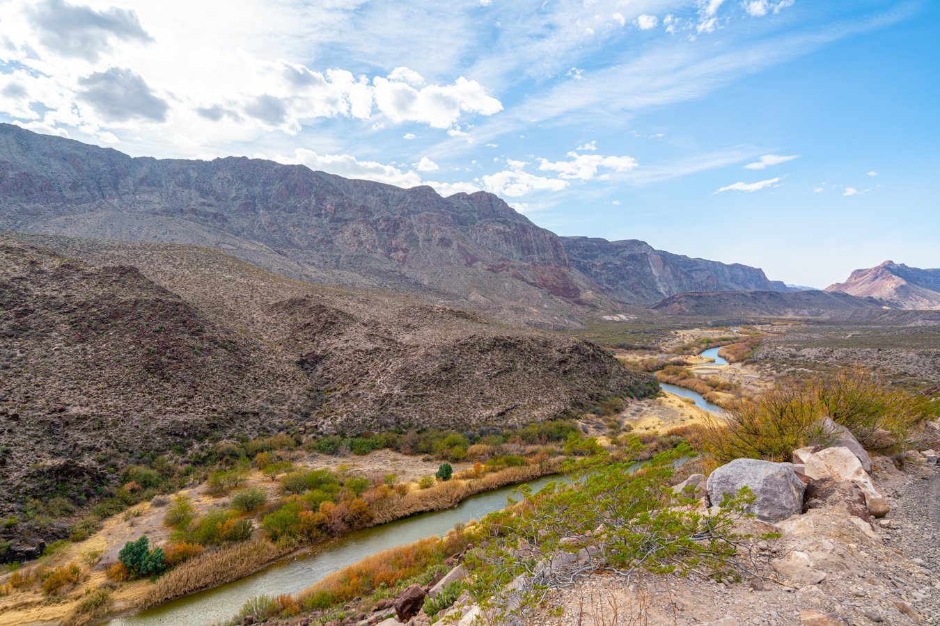 view of rio grande in a canyon at big bend ranch state park, one of the best texas state parks in west tx