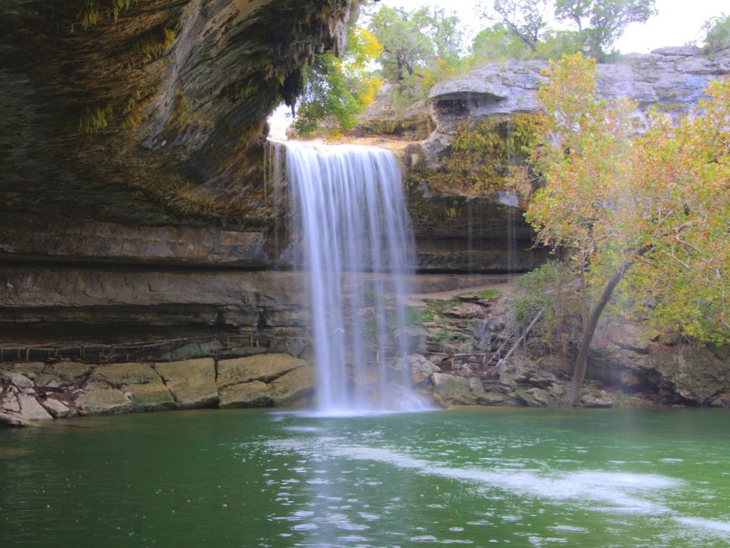 close up photo of hamilton pool waterfall, one of the best things to do in dripping springs texas